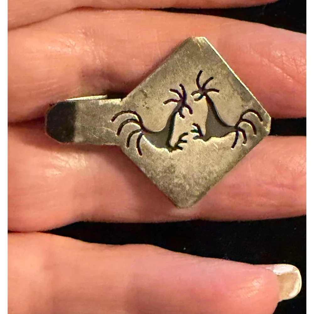 Vintage Taxco Mexico Strling Silver Tie Clip Fighting Cocks